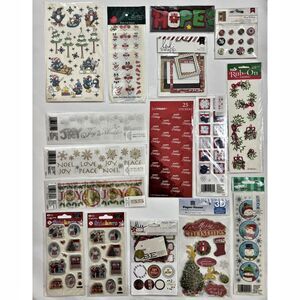 Christmas Stickers Rub Ons Die Cuts Buttons Snowman Winter  Lot of 16 NEW